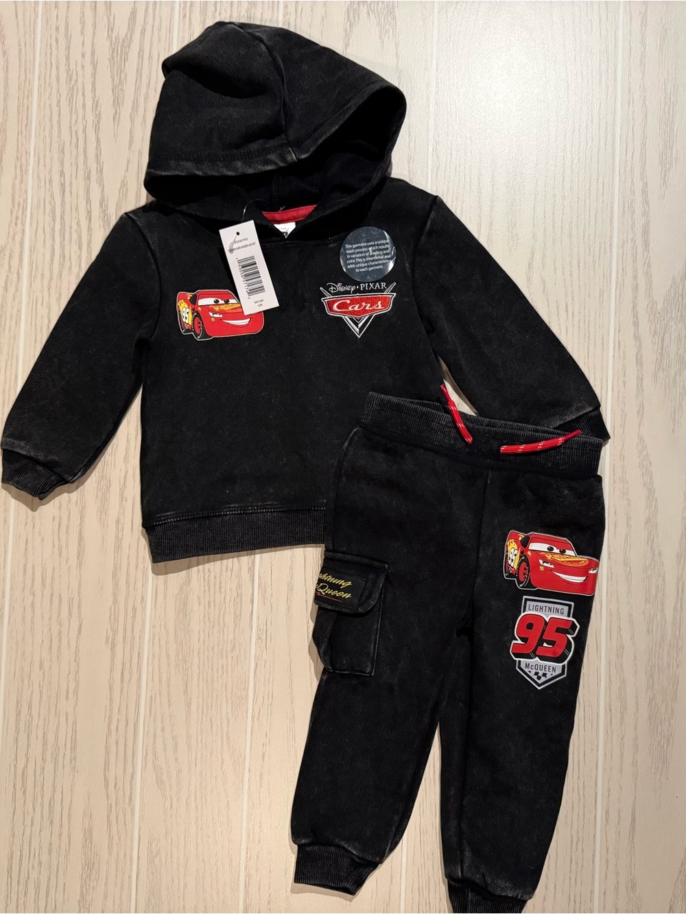 Disney Pixar Cars Baby Boys 12M Lightning McQueen Hoodie Jogger Set Racing NWT